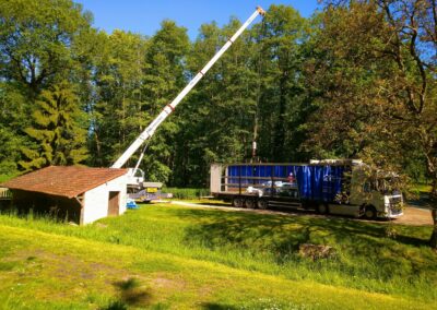 Déchargement à la grue